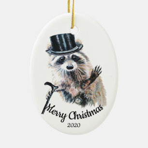 Anpassningsbar Dagen jul Formal Raccoon Roligt Julgransprydnad Keramik