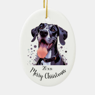 Anpassningsbar Dagen jul Great dane Pet Animal Hun Julgransprydnad Keramik