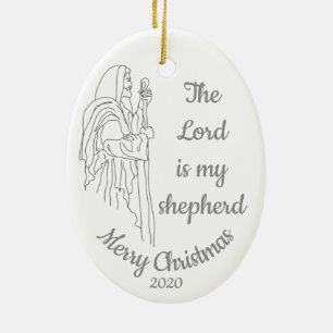 Anpassningsbar Dagen jul Herren är min Shepherd Julgransprydnad Keramik
