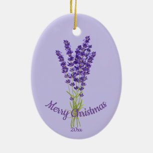 Anpassningsbar Dagen jul Lavender Garden Flowers Julgransprydnad Keramik