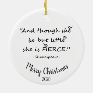Anpassningsbar Dagen Jul Little but Fierce Quote Julgransprydnad Keramik