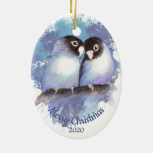 Anpassningsbar Dagen jul Love Bird Couple Julgransprydnad Keramik
