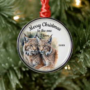 Anpassningsbar Dagen jul Lynx Vild katt One I Kärl Julgransprydnad Metall