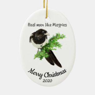 Anpassningsbar Dagen jul Real Manar som Magpies ro Julgransprydnad Keramik