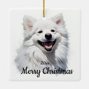 Anpassningsbar Dagen Jul Samoyed Hund Pet Julgransprydnad Keramik