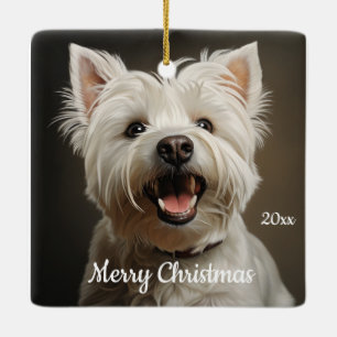 Anpassningsbar Dagen Jul Väster Highland Terrier Julgransprydnad Keramik