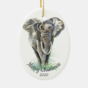Anpassningsbar Dagen jul - vattenfärg Elephant Julgransprydnad Keramik