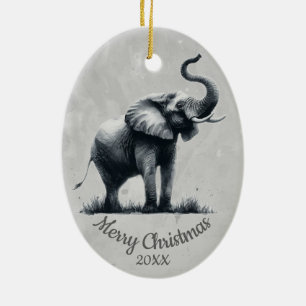 Anpassningsbar Dagen jul - vattenfärg Elephant Julgransprydnad Keramik