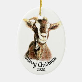 Anpassningsbar Dagen jul Vattenfärg Goat Farm Anim Julgransprydnad Keramik