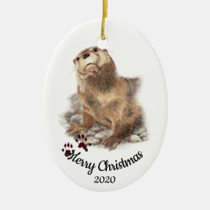 Anpassningsbar Dagen jul, vattenfärg, utökad cute Julgransprydnad Keramik