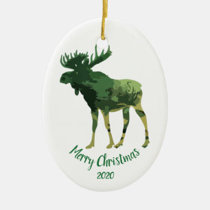 Anpassningsbar Dagen julkamouflage Moose Roligt Ar Julgransprydnad Keramik