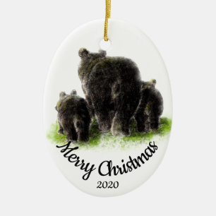 Anpassningsbar Dagen julklapp Familj Djurkonst Julgransprydnad Keramik