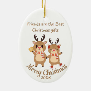 Anpassningsbar Dagen julklapp Reindeers Friends Julgransprydnad Keramik