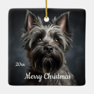 Anpassningsbar Dagen Julkrets Terrier Hund Pet Julgransprydnad Keramik