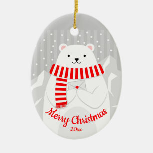 Anpassningsbar Dagen Polar i julklapp Bear Cute An Julgransprydnad Keramik
