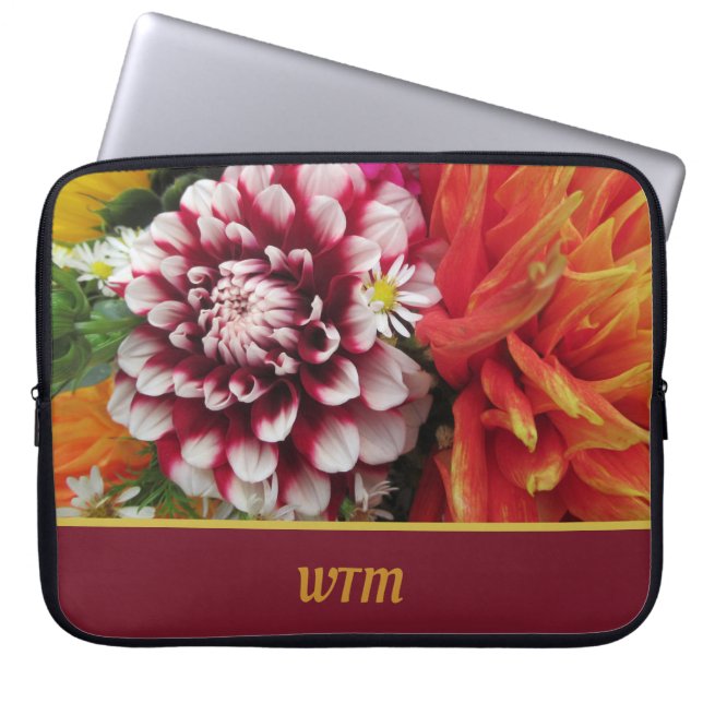 Anpassningsbar Dahlia Laptop sleeve med Initialer (Framsidan)