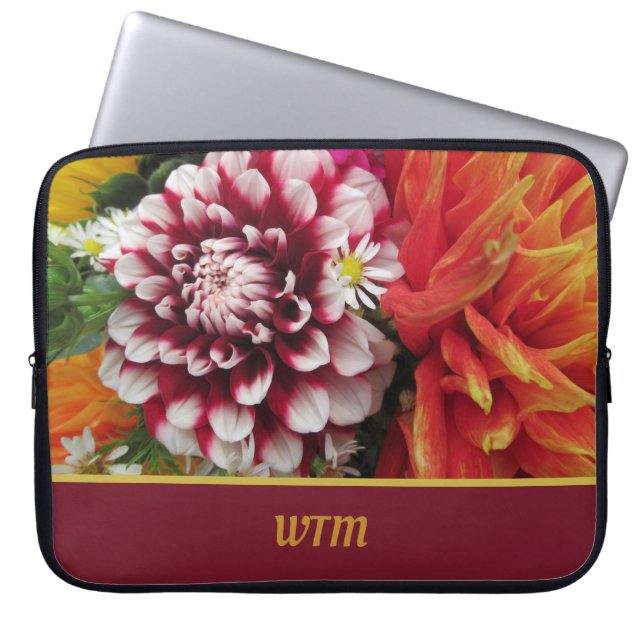 Anpassningsbar Dahlia Laptop sleeve med Initialer (Framsidan)