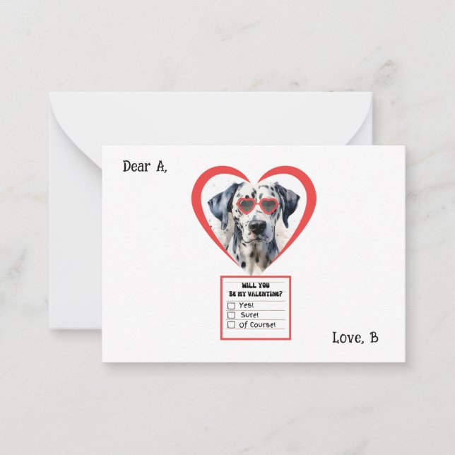 Anpassningsbar dalmatiner hund Valentine Anteckningskort (Framsida)