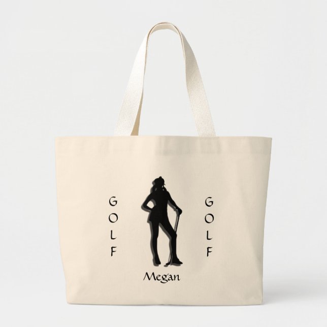 Anpassningsbar Dam Golf Silhouette Tote Bag Jumbo Tygkasse (Framsidan)