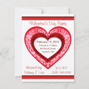 Anpassningsbar Damask Heart Valentines inbjudan