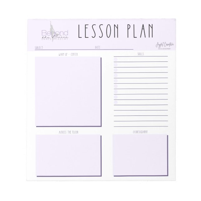 Anpassningsbar Dance Lesson Planner - bortom Barre Anteckningsblock (Framsida)