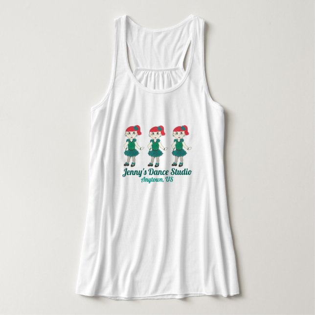 Anpassningsbar Dance School Studio Tap Dance Teach Linne Med Racerback (Design framsida)