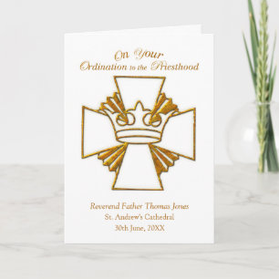 Anpassningsbar Date, Namn Ordination Grattis, Guld Kort