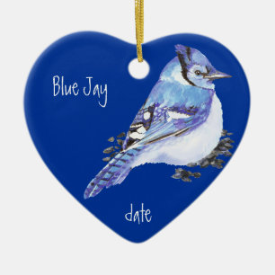 Anpassningsbar Dated Blue Jay Bird Animal Julgransprydnad Keramik