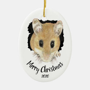 Anpassningsbar Dated Cute Mouse Peeking God jul Julgransprydnad Keramik