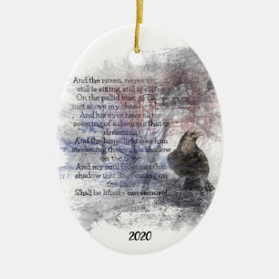 Anpassningsbar Dated Edgar Allan Poe the Raven Dik Julgransprydnad Keramik