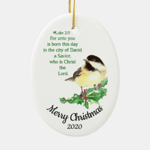 Anpassningsbar Dated jul Verse Luke 2:11 Julgransprydnad Keramik