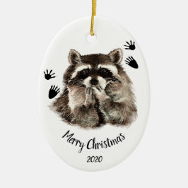 Anpassningsbar Dated Raccoon Blowing Kisses, Kärle Julgransprydnad Keramik