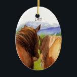 Anpassningsbar Dated Romantic Horses Sharing a Sec Julgransprydnad Keramik<br><div class="desc">Anpassningsbar Dated Romantic Horses Sharing a Secret</div>