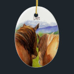 Anpassningsbar Dated Romantic Horses Sharing a Sec Julgransprydnad Keramik<br><div class="desc">Anpassningsbar Dated Romantic Horses Sharing a Secret</div>