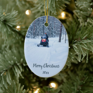 Anpassningsbar Dated Skidoo Snö Mobile Winter Julgransprydnad Keramik