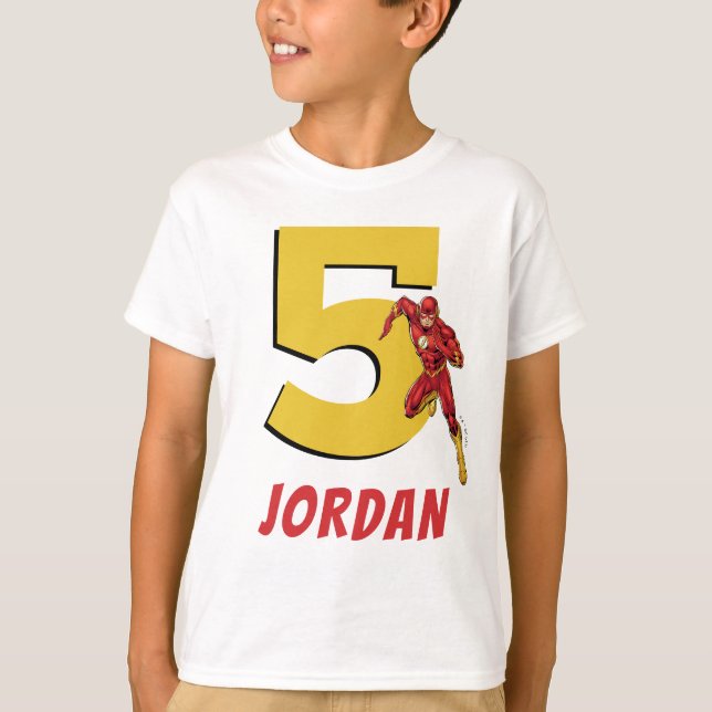Anpassningsbar DC-Tecknader | Flash-födelsedag T Shirt (Framsida)