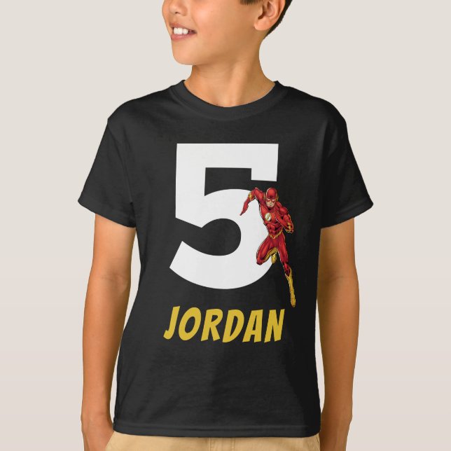 Anpassningsbar DC-Tecknader | Flash-födelsedag T Shirt (Framsida)