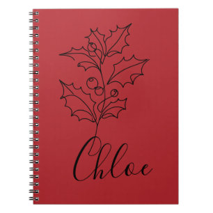 Anpassningsbar December Holly Birth Flower Gift Anteckningsbok