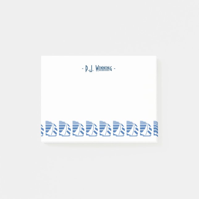 Anpassningsbar Deco Blue Tävla Sailboat-anteckning Post-it Block (Framsida)