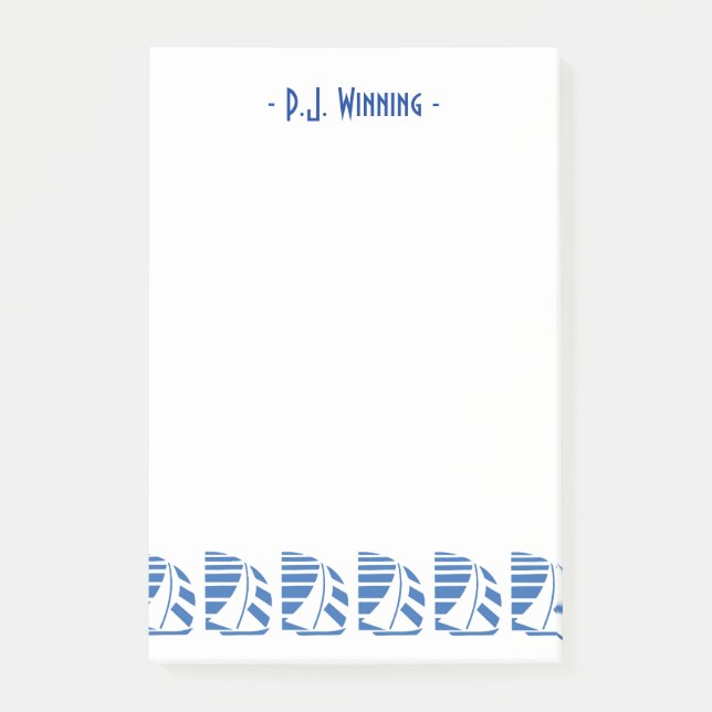 Anpassningsbar Deco Blue Tävla Sailboat-anteckning Post-it Block (Framsida)