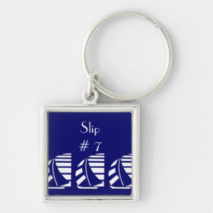 Anpassningsbar Deco Brev Blue White Sailcraft Keyc Fyrkantig Silverfärgad Nyckelring