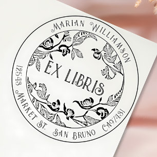 Anpassningsbar Deco Ex Libris Bookplate med Blommi Stämpel