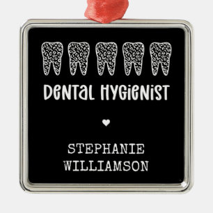 Anpassningsbar Dental Hygienist Leopard Print Teet Julgransprydnad Metall