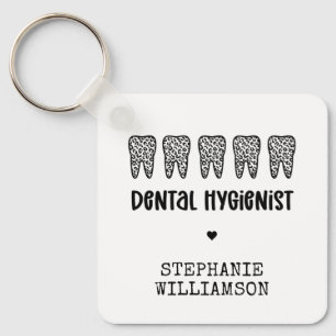 Anpassningsbar Dental Hygienist Leopard Print Teet Nyckelring