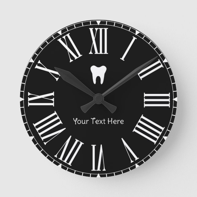 Anpassningsbar Dentist Office Dental White Tooth B Rund Klocka (Framsida)