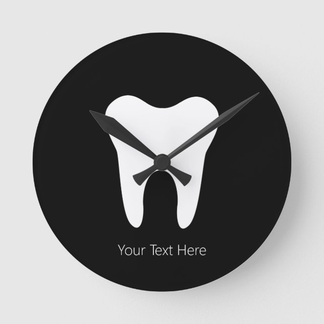 Anpassningsbar Dentist Office Dental White Tooth B Rund Klocka (Framsida)