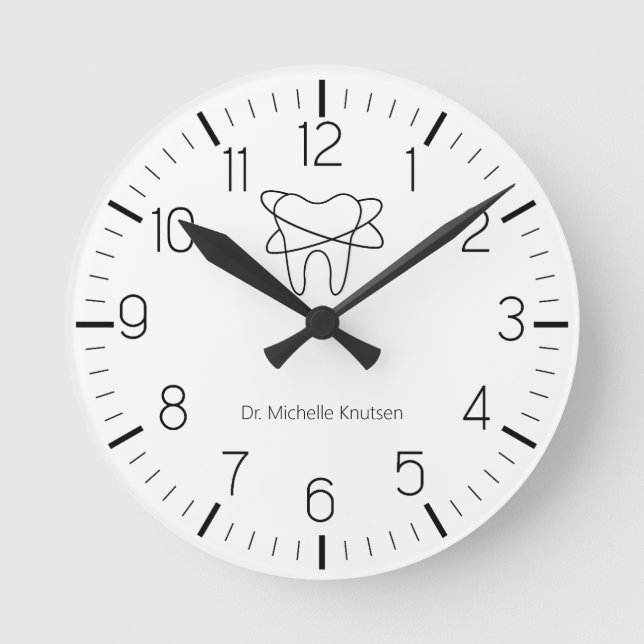 Anpassningsbar Dentist Office Dental White Tooth C Rund Klocka (Framsida)