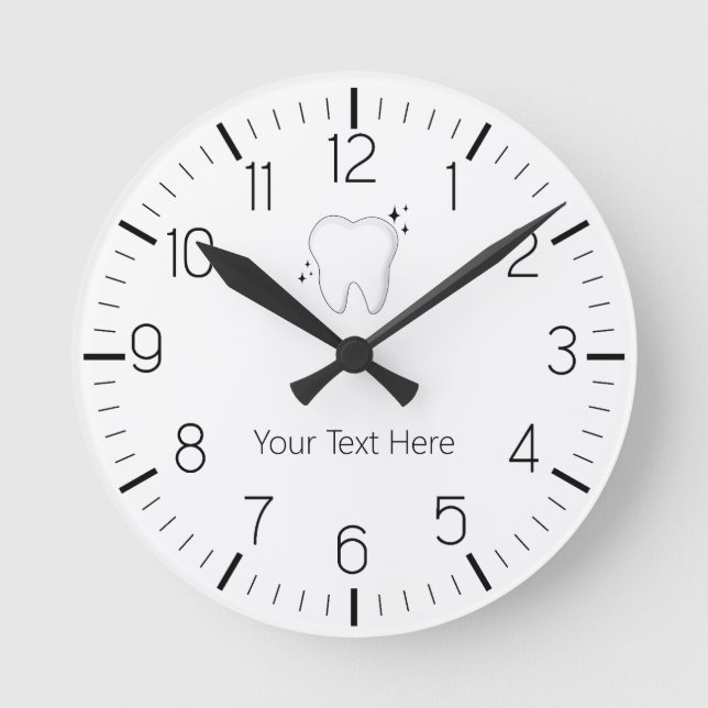 Anpassningsbar Dentist Office Dental White Tooth C Rund Klocka (Framsida)