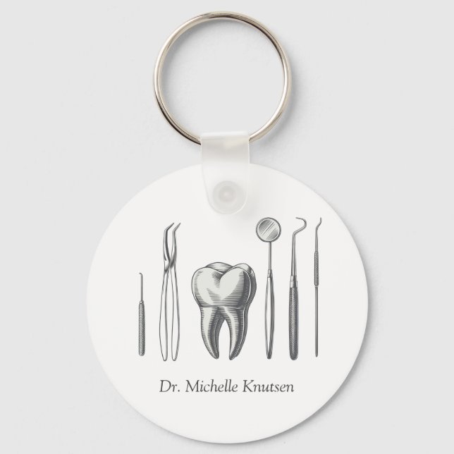 Anpassningsbar Dentist Office Dental White Tooth Nyckelring (Framsida)