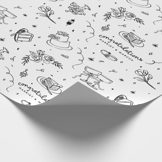 Anpassningsbar design för bröllopsdoodles presentpapper (Hörn)